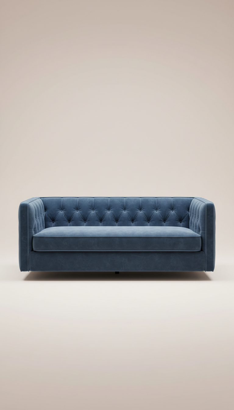 Jumeirah Blue Velvet Three-Seater Sofa