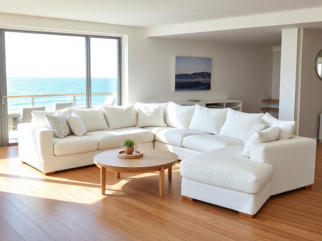 Coastal white U-shape sectional sofa