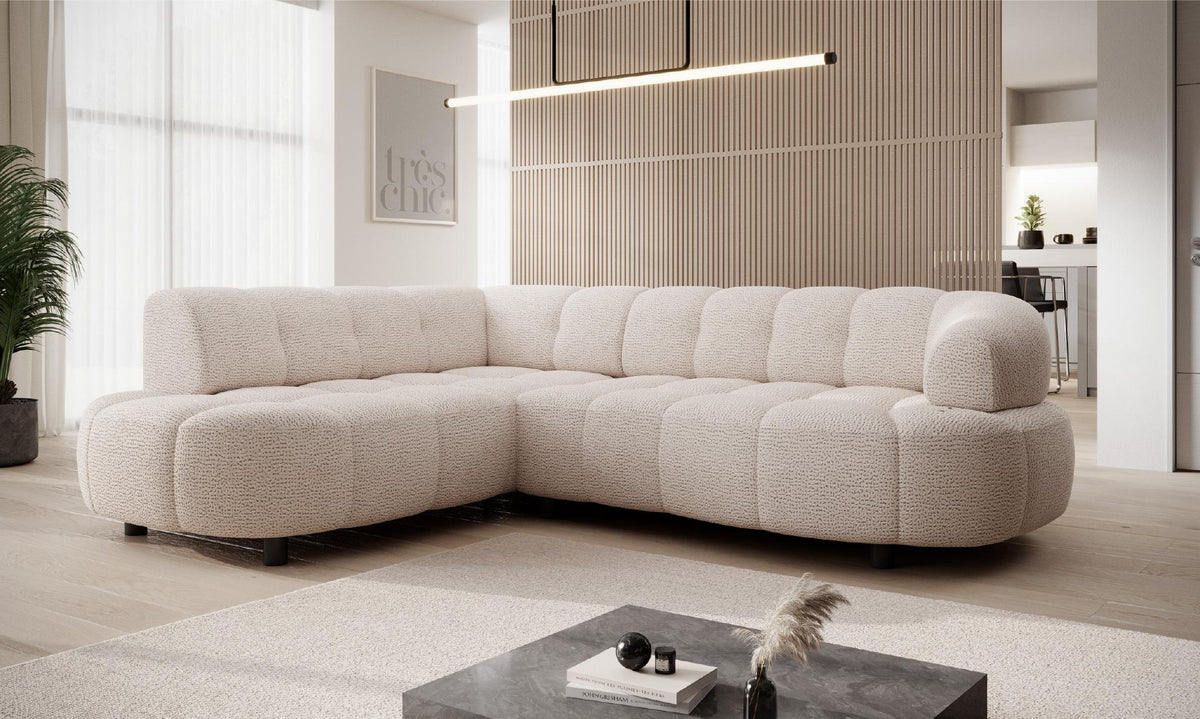 Cream contemporary modular sectional sofa with chaise