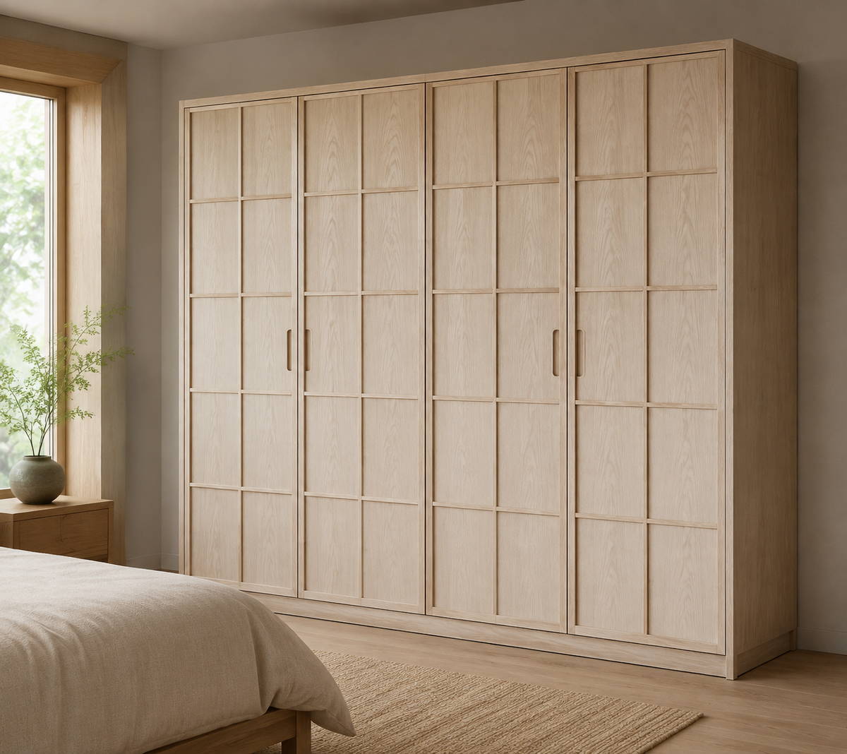 Crown Bay Kyoto grid-panel wardrobe
