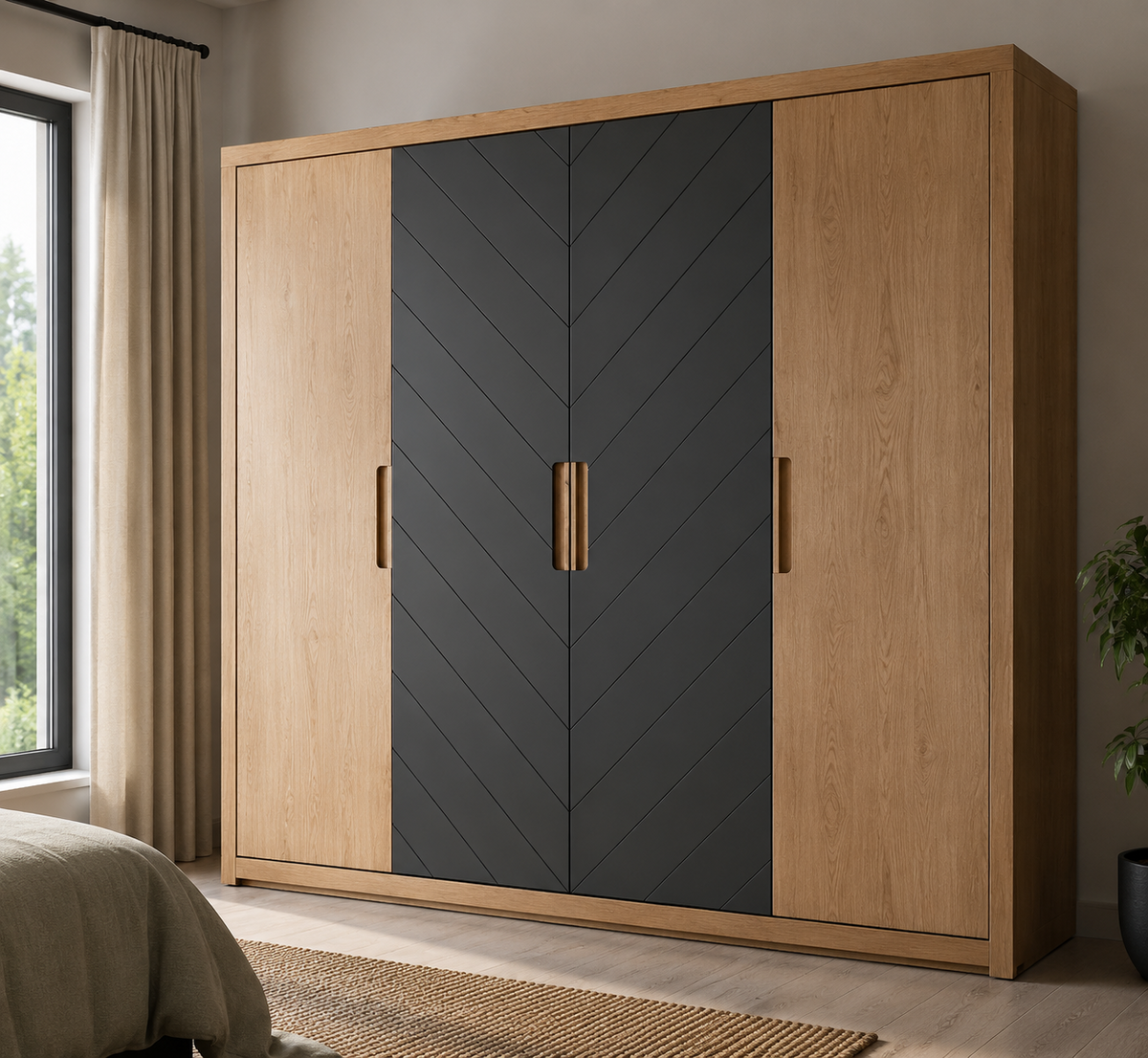 Crown Bay Monaco oak and charcoal wardrobe