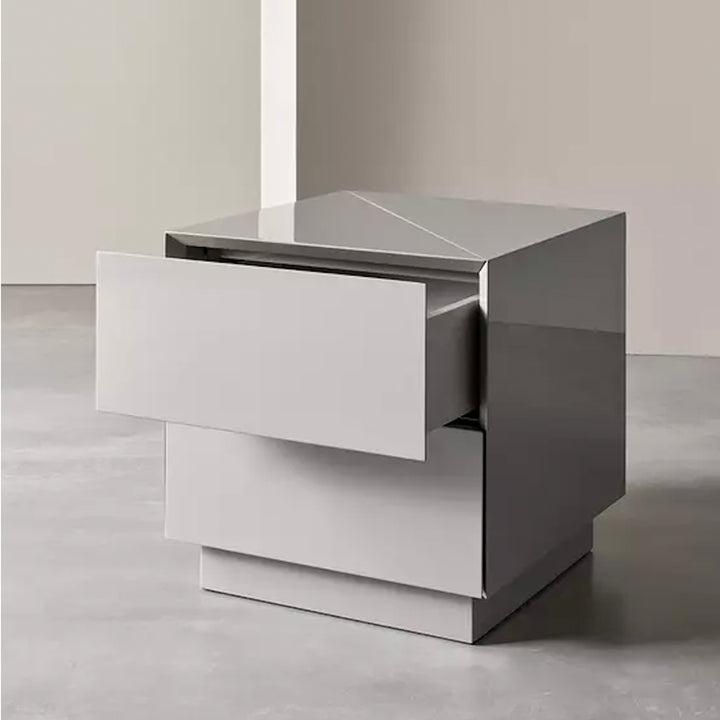 Modern metallic two-drawer nightstand