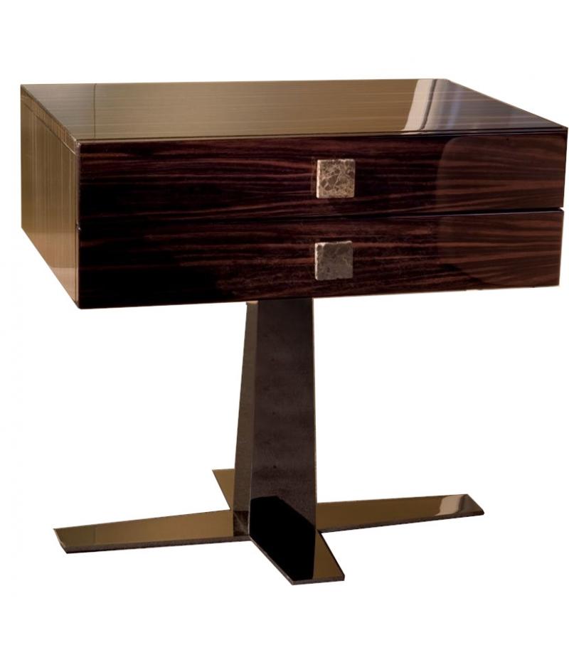 High gloss dark wood pedestal nightstand