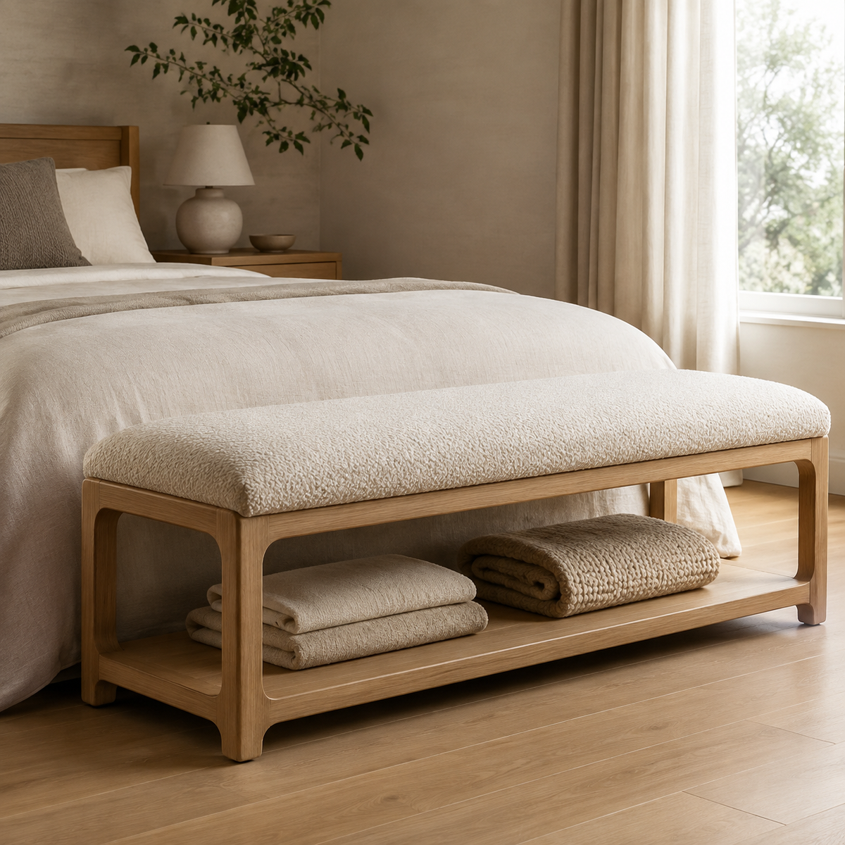 Crown Bay Oslo Boucle End-of-Bed Bench