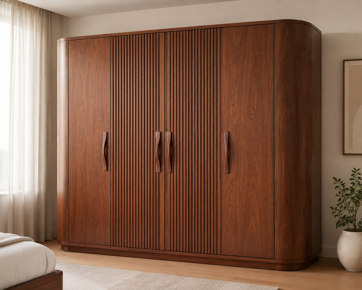 Crown Bay Porto curved walnut wardrobe