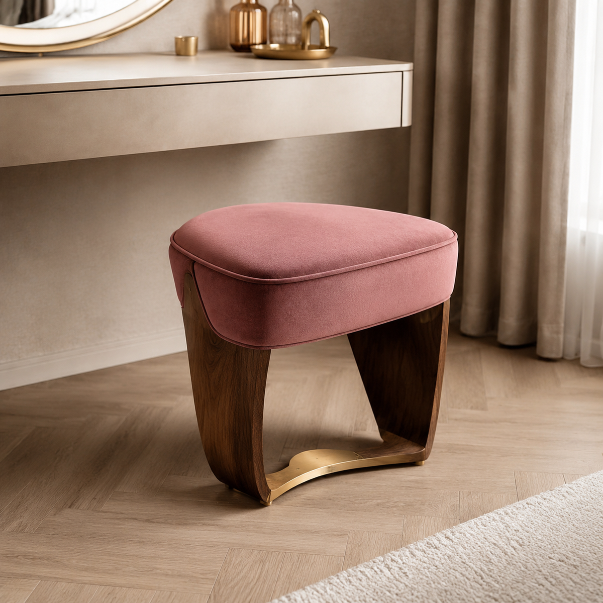 Crown Bay Rose Sculptural Vanity Stool