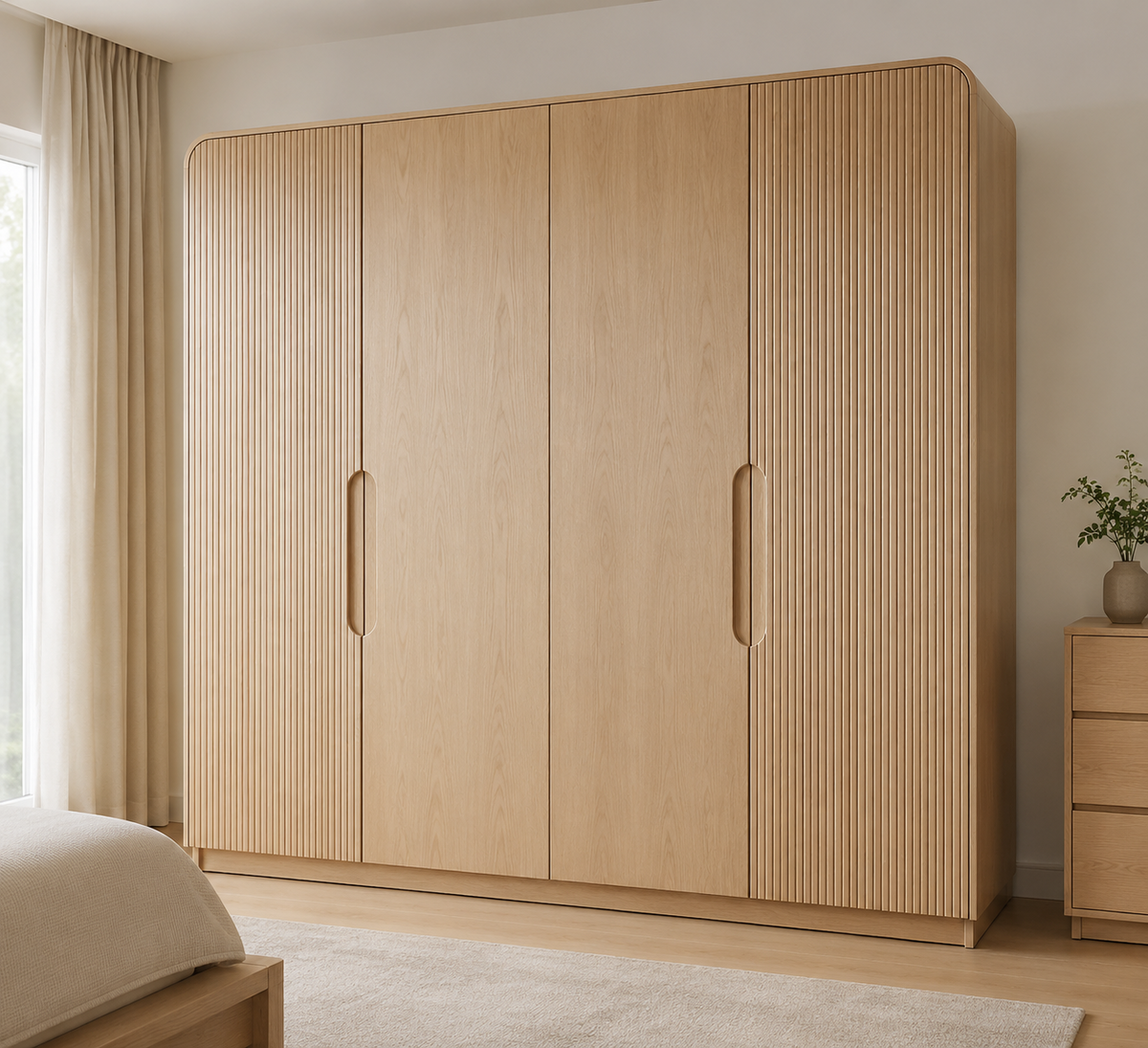Crown Bay Sienna fluted oak wardrobe