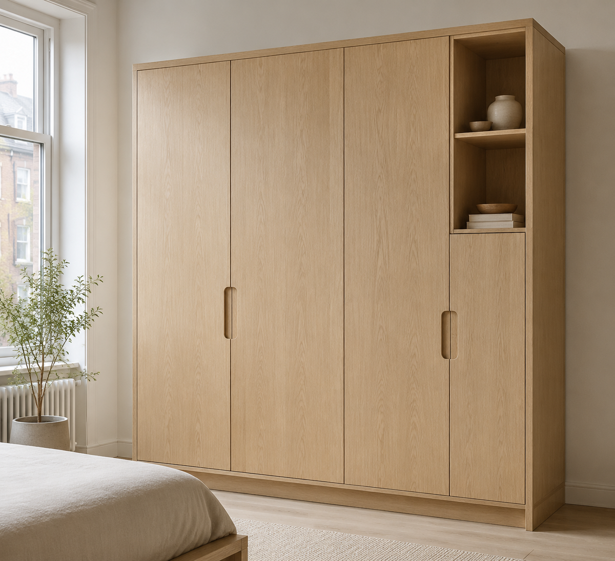 Crown Bay Stockholm oak wardrobe with open shelving