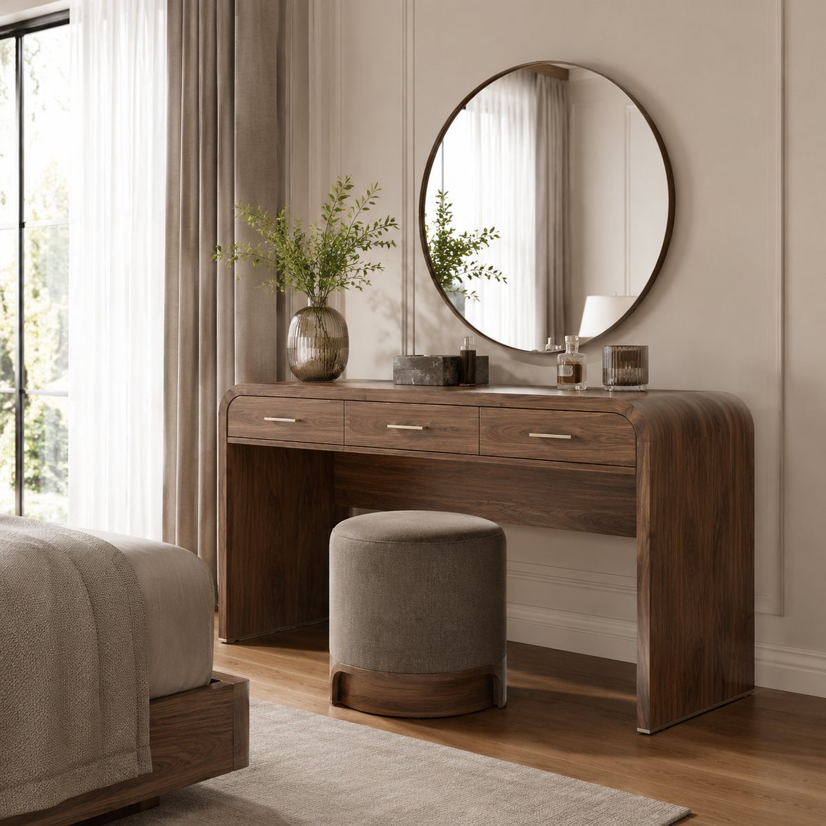 Crown Bay Verona Curved Walnut Dressing Table