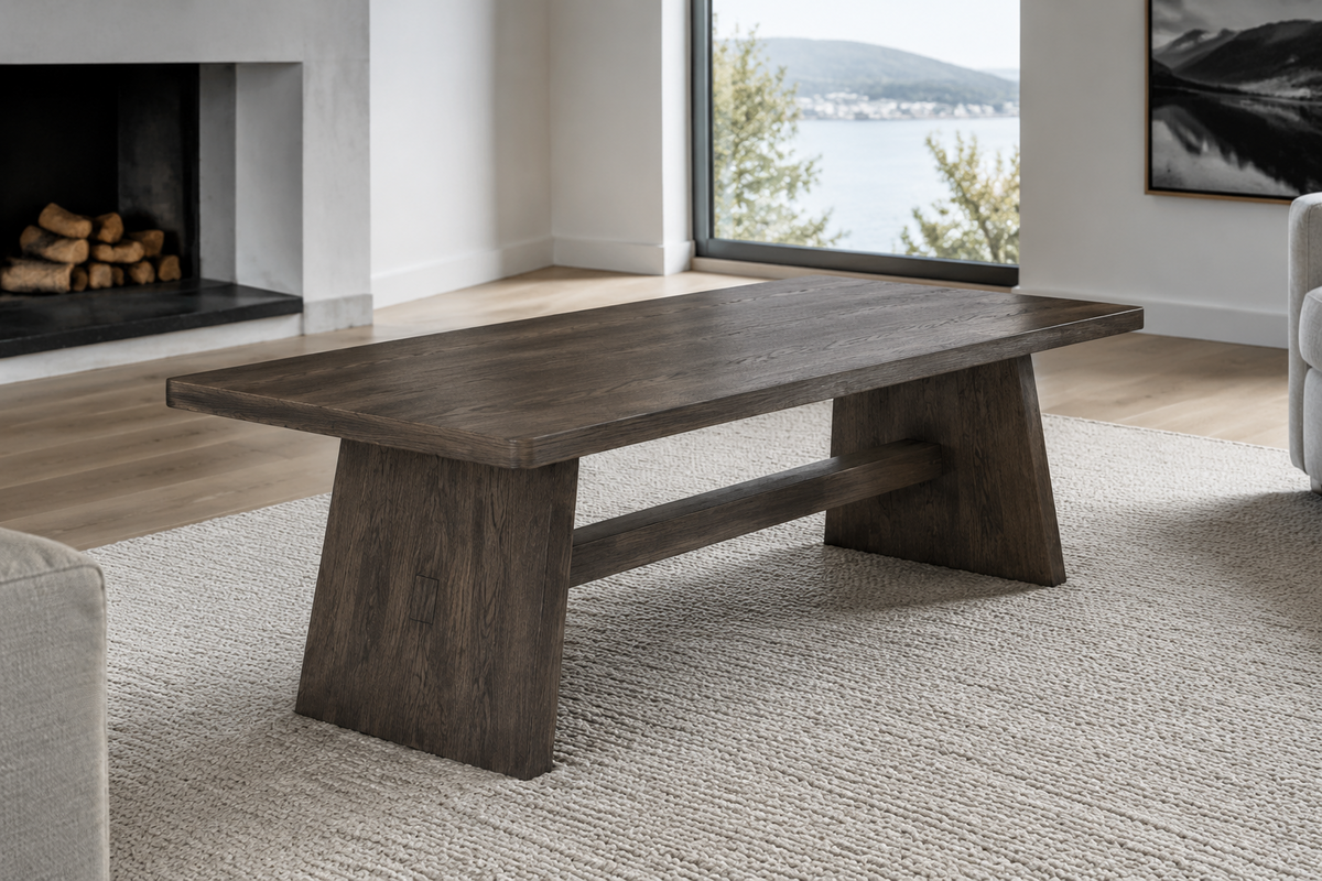 Hudson charcoal oak rectangular coffee table with angled trestle legs