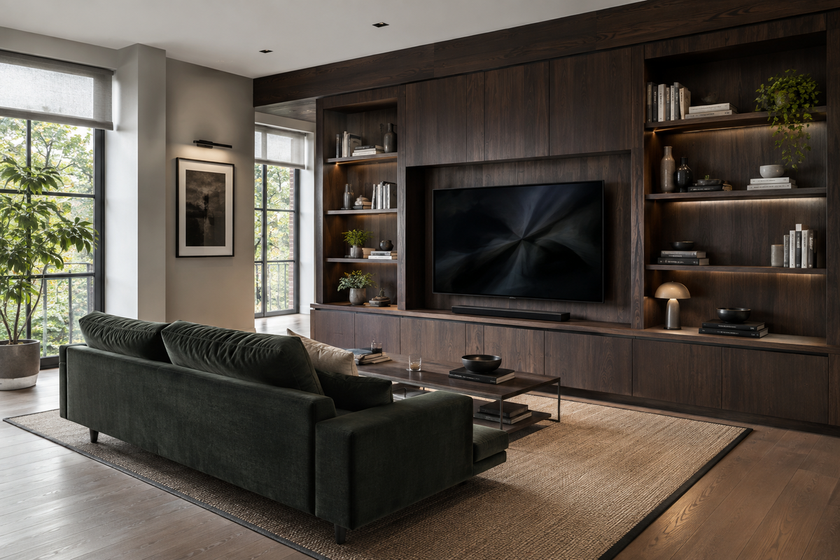 Library smoked walnut TV and display unit