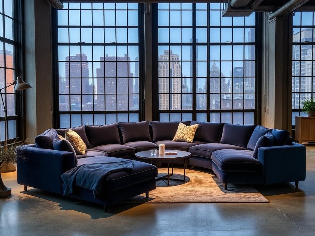 Manhattan navy U-shape sectional sofa