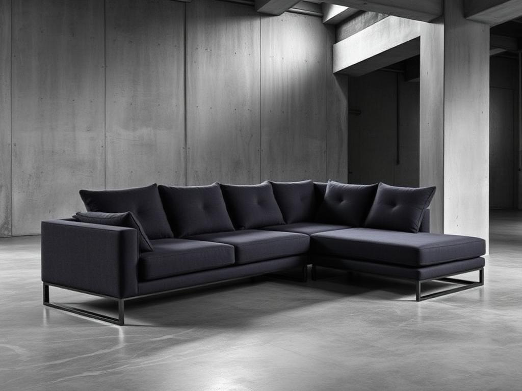 Noir black contemporary L-shape sofa