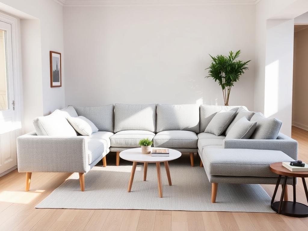 Nordic Grey U-shape sectional sofa